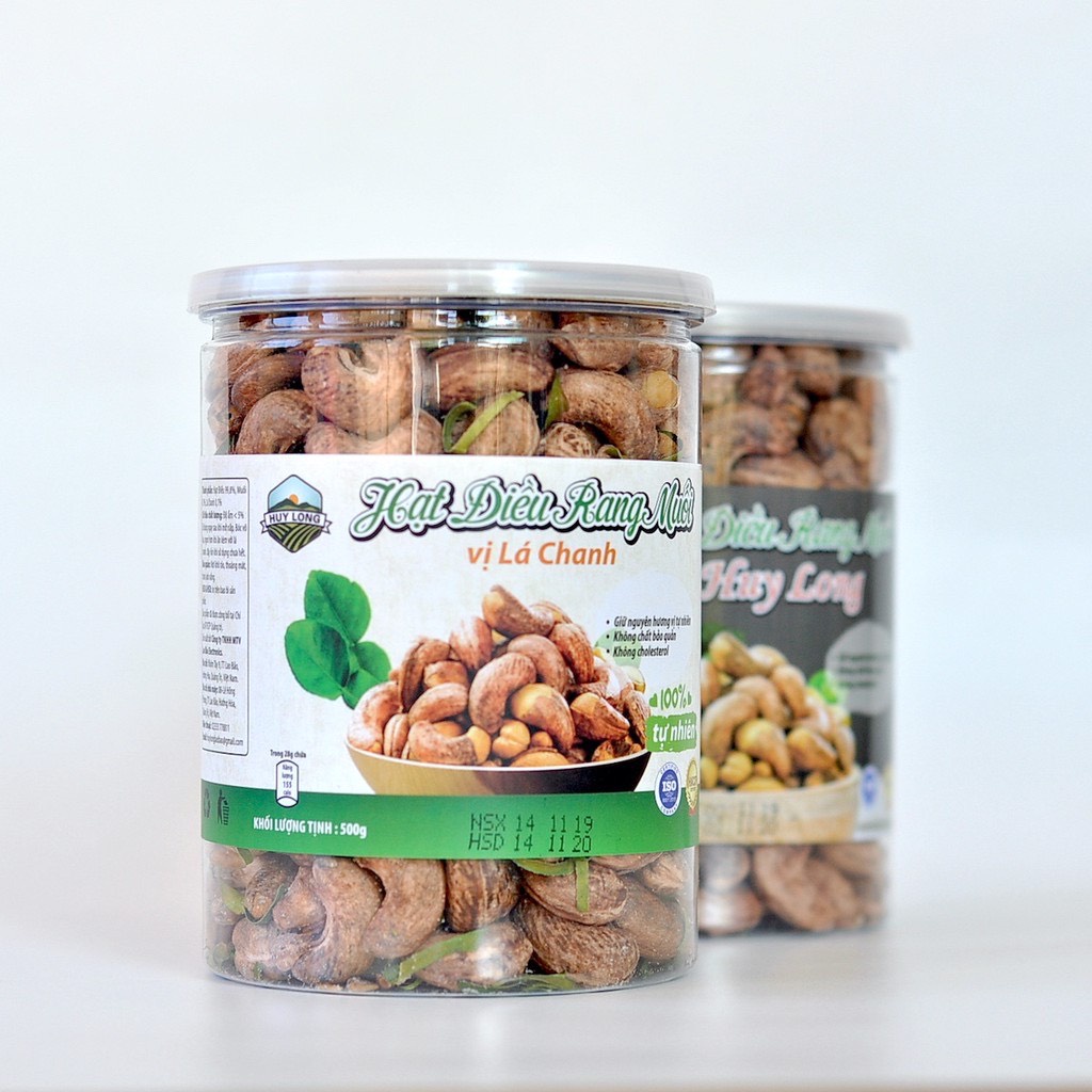 300 (G) HẠT ĐIỀU RANG MUỐI VỊ LÁ CHANH HUY LONG – Nguyên Hạt Có Vỏ Lụa - ISO 9001 / HACCP