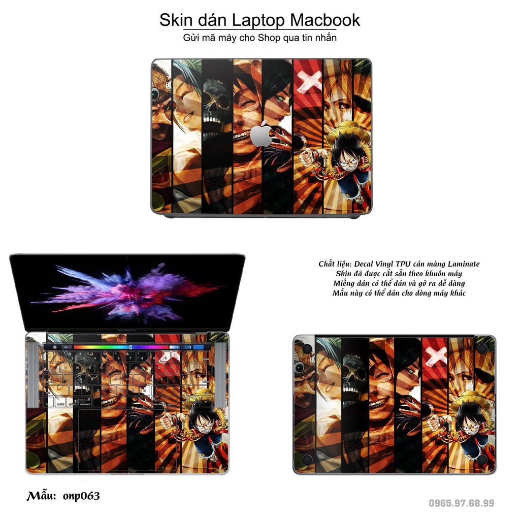 Skin dán Macbook mẫu One Piece (đã cắt sẵn, inbox mã máy cho shop)