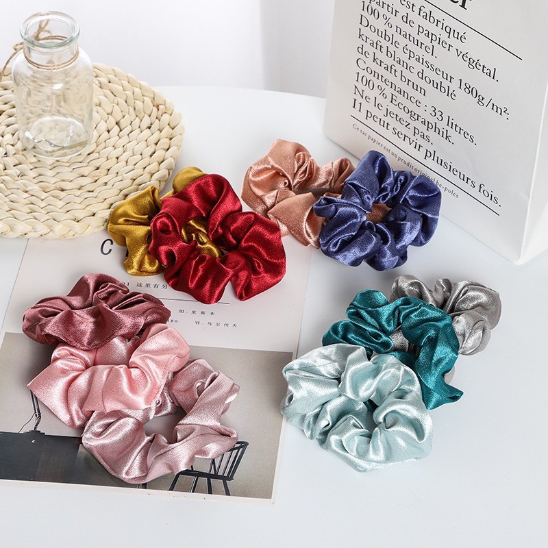 Dây buộc tóc vải lụa satin Scrunchies nhiều màu | BigBuy360 - bigbuy360.vn