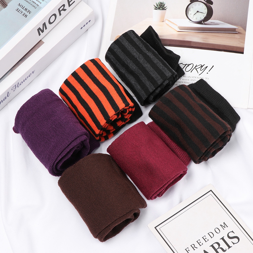 Găng Tay Dài Hở Ngón Bằng Cotton Mềm Mại Họa Tiết Kẻ Sọc