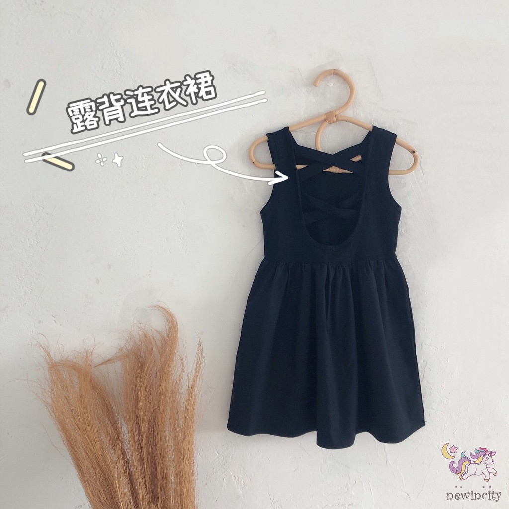 Đầm Không Tay Thiết Kế Hở Lưng Phong Cách Hàn Quốc Xinh Xắn Cho Bé Gái