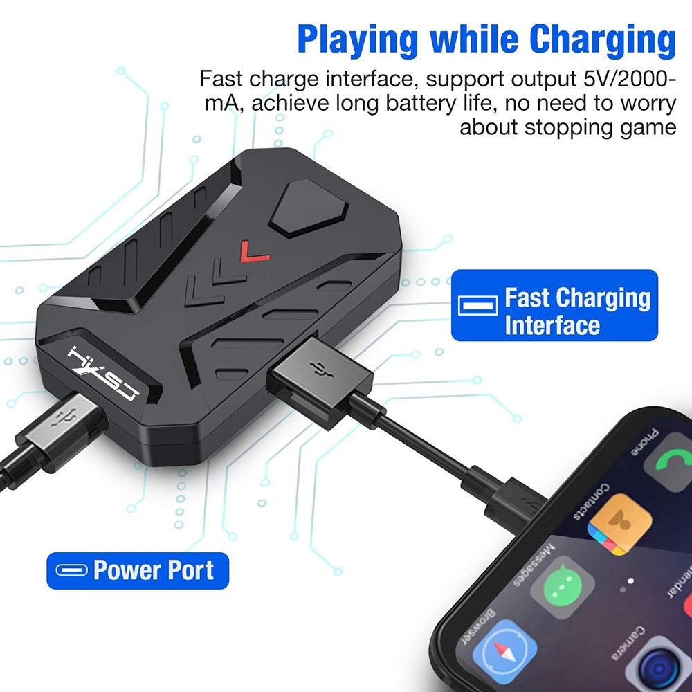 Bộ chuyển đổi HXSJ P8 kết nối chuột và bàn phím có dây với 3 cổng USB dùng để chơi game PUBG trên điện thoại Mediatek