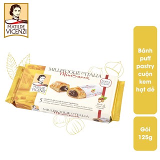 BÁNH PUFF PASTRY CUỘN KEM HẠT DẺ MILLEFOGLIE D’ITALIA MINI SNACK MATILDE VICENZI 125 GRAM