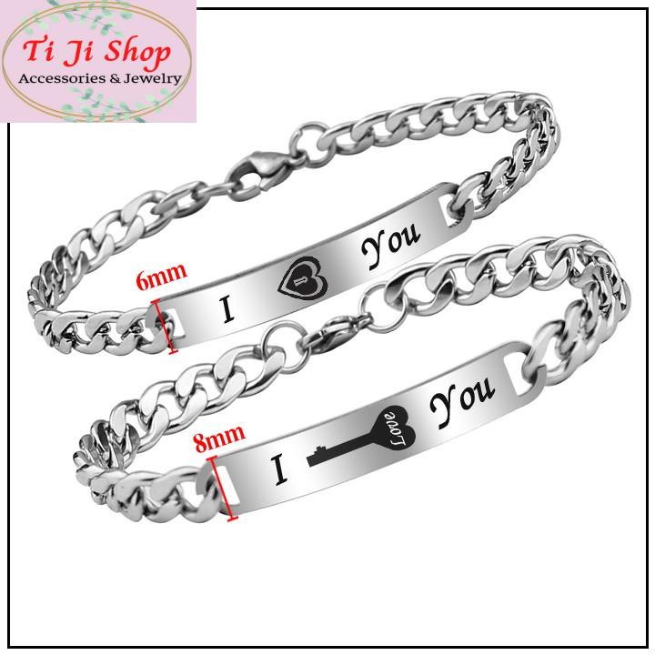 LẮC VÒNG TAY CẶP ĐÔI INOX Ổ CHÌA KHÓA ĐẸP KHÔNG ĐEN KHÔNG GỈ SÉT