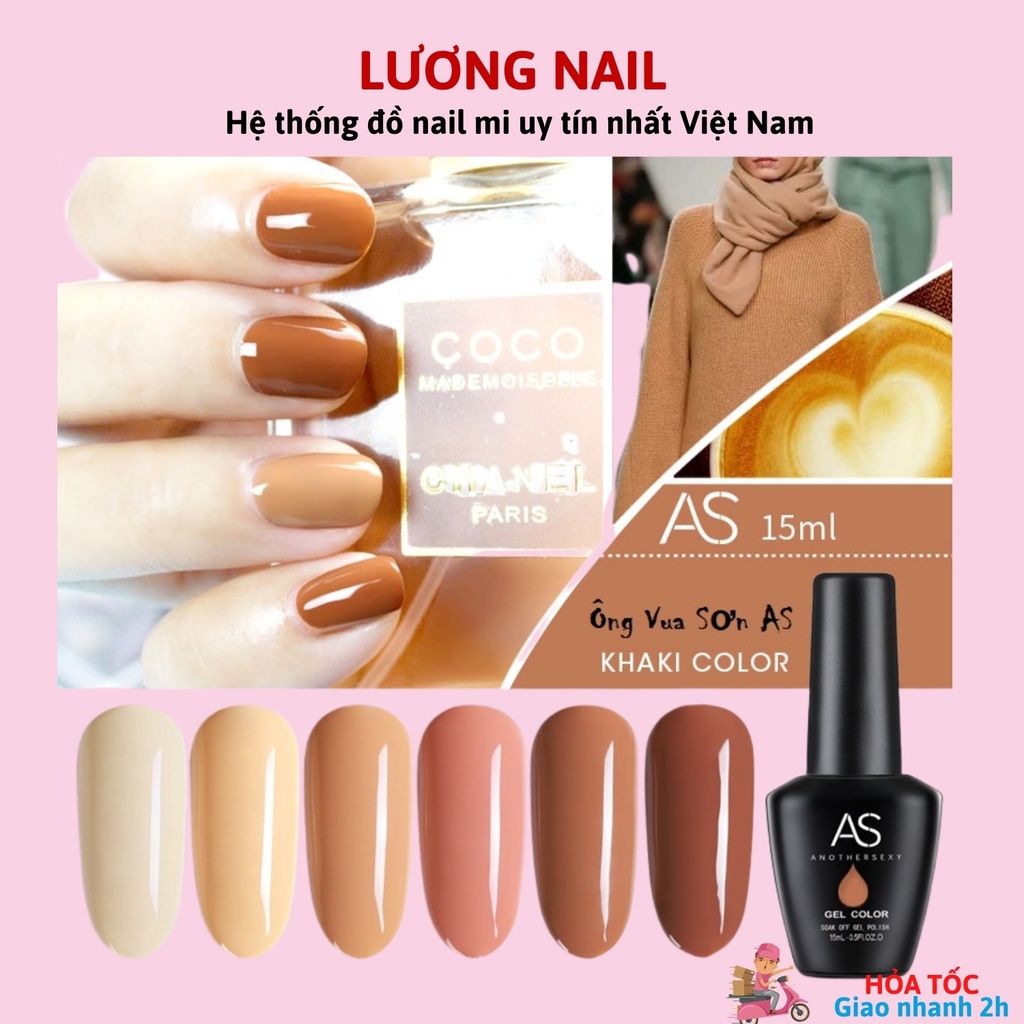 Sơn gel AS sơn móng tay gel tone màu nâu sữa kem sữa chai 15ml mã KQ