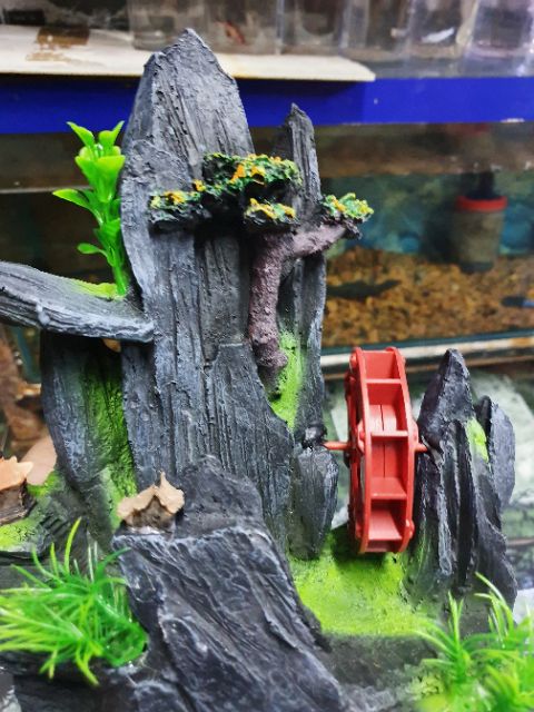 CẢNH NÚI BÁNH QUAY TRANG TRÍ HỒ CÁ NON BỘ 23x12x26cm