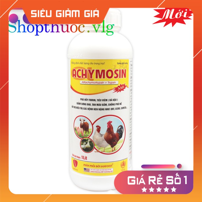 achymosin 1Lít- dùng trong thú Y PHÁ HỦY FIBRIN, TIÊU VIÊM (BÃ ĐẬU), GIẢM SƯNG ĐAU, TAN MÁU BẦM, CHỐNG PHÙ NỀ