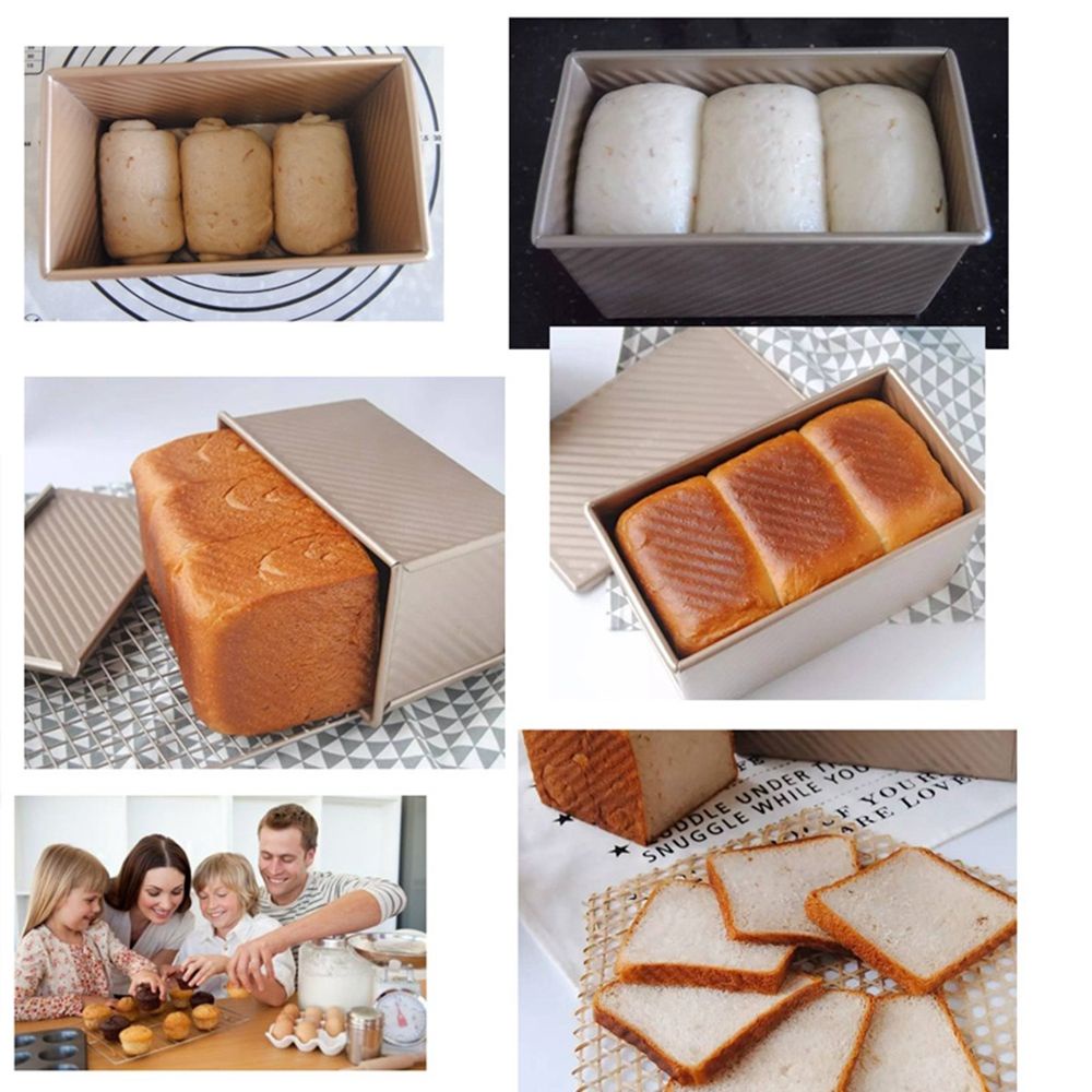 Khuôn làm bánh mì hình chữ nhật bằng hợp kim chống dính có nắp đậy tiện dụng