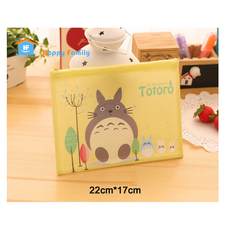 【Có bỏ sỉ 】Combo 3 size túi đựng hồ sơ chống nước dây kéo Totoro cao cấp