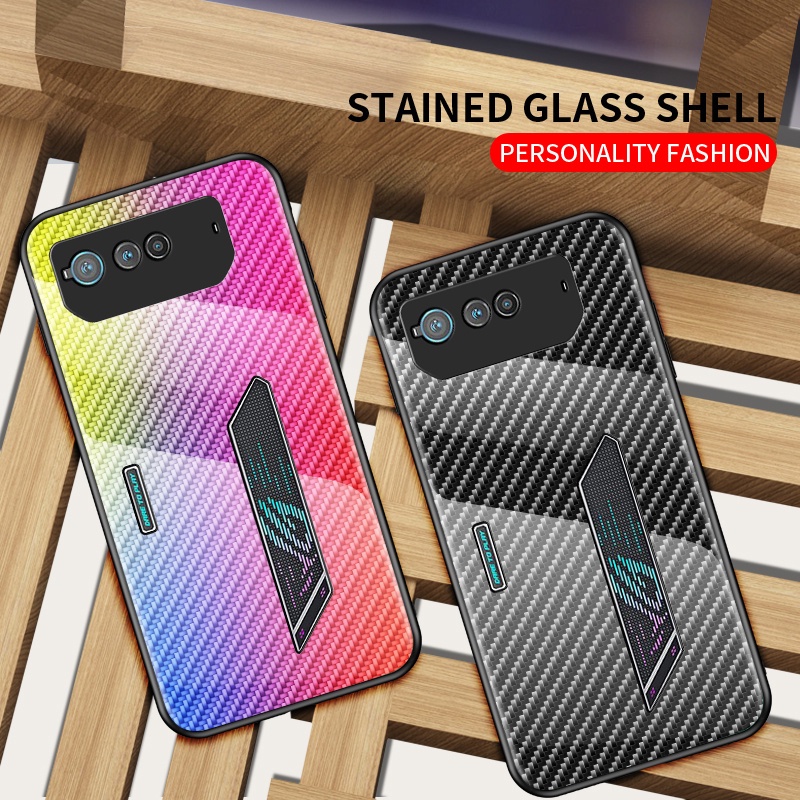 Dành Cho Asus ROG Điện Thoại 6 5 Pro 2 3 Strix Ốp Lưng Sợi Mỏng Kính Cường Lực Vỏ Cứng Chống Sốc Thời Trang Ốp Lưng
