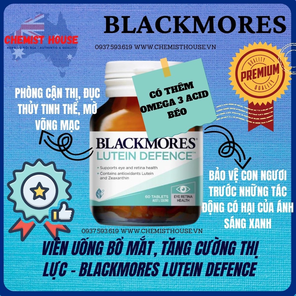 [HÀNG CHUẨN ÚC] Viên uống bổ mắt tăng cường thị lực - Blackmores Macu Vision | Macu Vision Plus | Lutein Defence