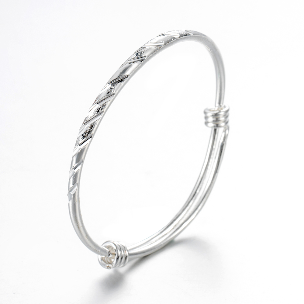 Cod Qipin Korean Width 4MM Retro Silver Cuff Bracelet Bring Lucky Adjustable Bangle Elegant Causal Gift