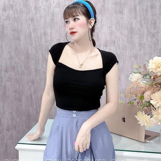 áo thun nữ - áo phông nữ cộc tay khoét cổ rộng chất zip nhiều màu