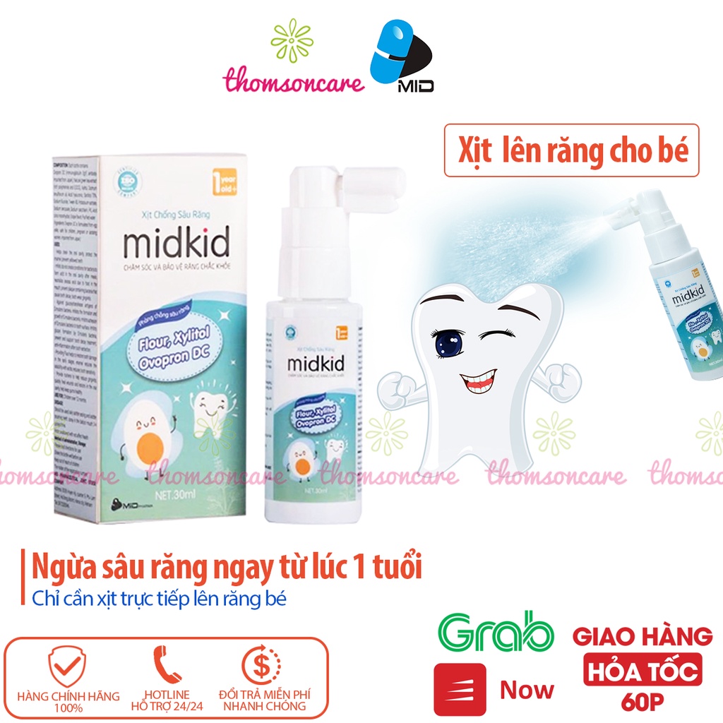 Xịt chống sâu răng Midkid và gạc rơ lưỡi Tanaphar giúp bảo vệ men răng, ngăn ngừa ố vàng, phù hợp cho trẻ em từ 1 tuổi