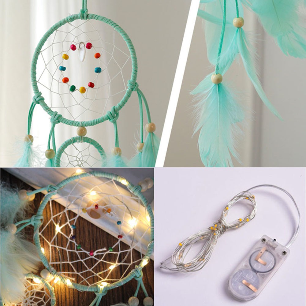 Lưới bắt giấc mơ đính lông vũ có đèn LED | BigBuy360 - bigbuy360.vn