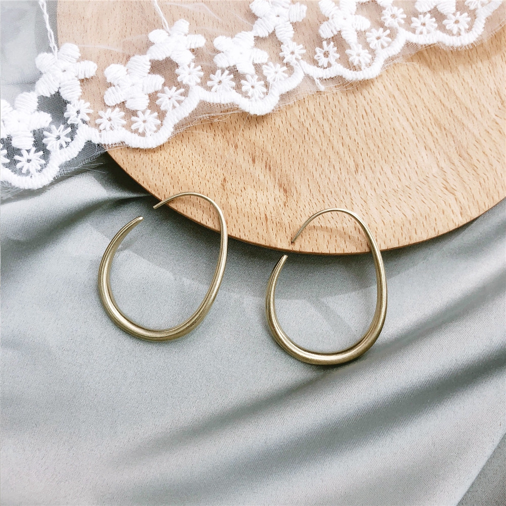 Khuyên tai tròn kim loại phong cách Hàn Quốc thanh lịch dành cho nữ