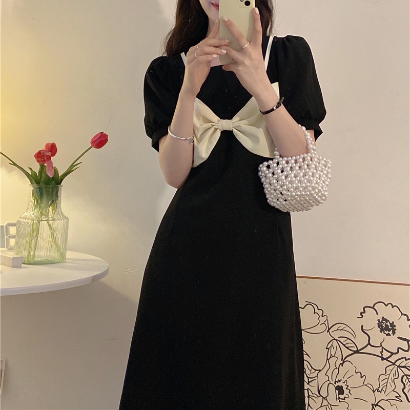 Đầm PERTY dài qua gối thời trang mùa hè phong cách Hàn Quốc cho nữ