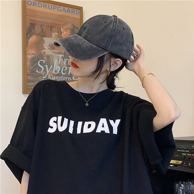 Áo thun tay ngắn dáng rộng chất liệu 100% cotton thời trang Hàn Quốc cho nữ 2021