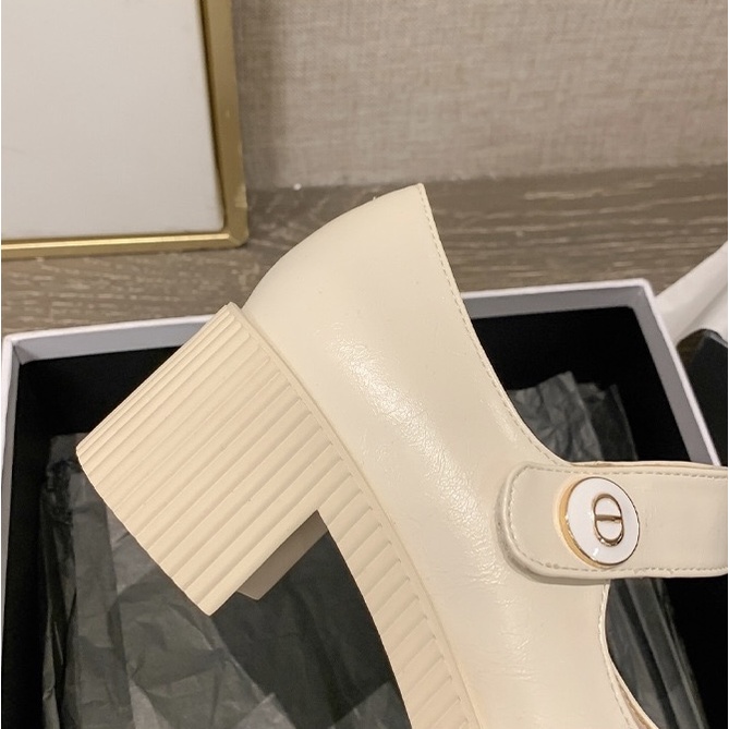 Giày da nữ cao gót Mary Janes quai ngang thiết kế sang trọng mùa thu mới 2022 Hàn Quốc, M202