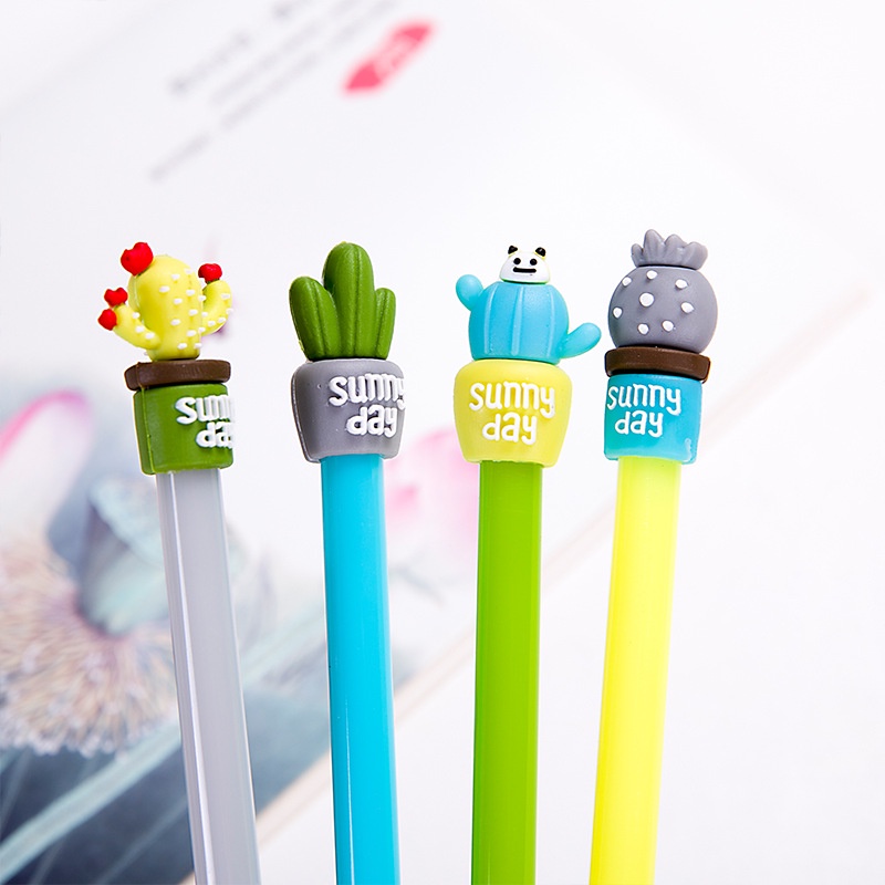 Bút gel viết hình chậu cây xương rồng cute, bút bi nước văn phòng ngòi 0.5mm