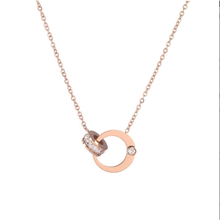 Dây chuyền nữ mạ vàng bạc 925 hình vòng tròn đôi cỡ to siêu độc BAG U DCVONGTRONTO65