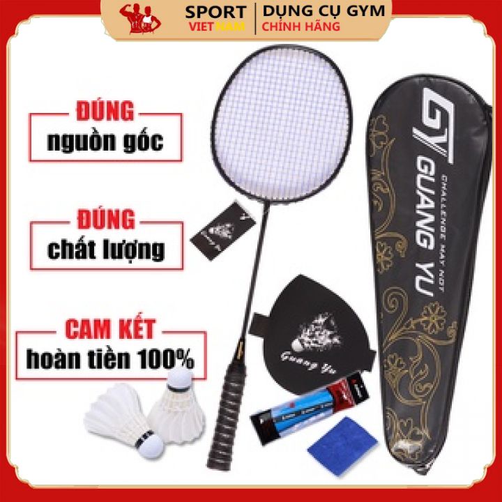 Vợt cầu lông 4U Guangyu khung carbon chính hãng, vợt cầu lông cao cấp thân trợ lực đánh lưới đan sẵn 9kg - V01