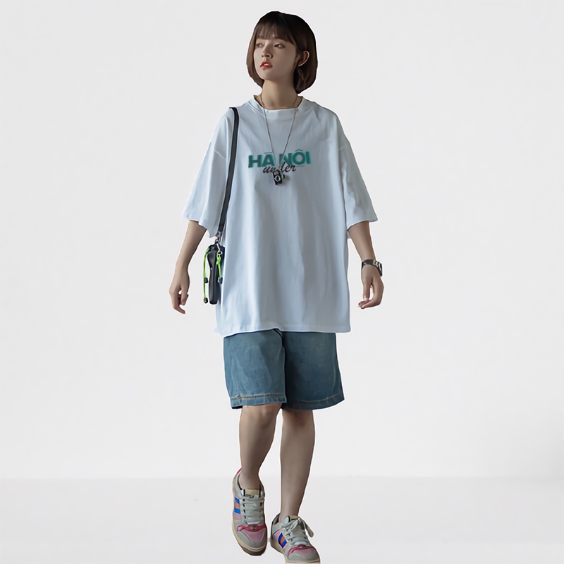 Áo Thun Tay Lỡ Hà Nội Unisex Form Rộng Chất Vải Cotton Áo Phông Tay Lỡ Cổ Tròn | BigBuy360 - bigbuy360.vn