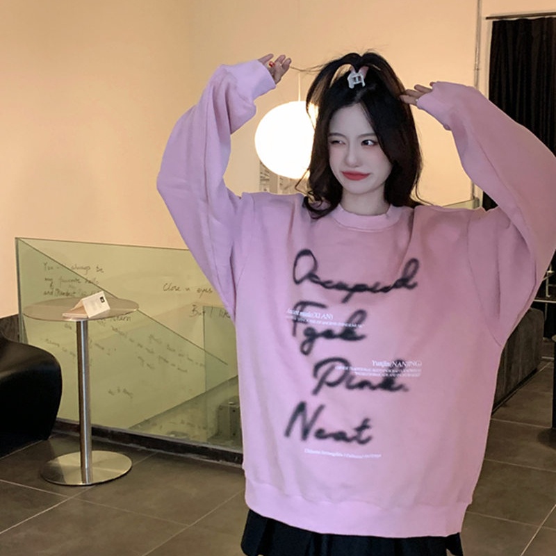 NRVP Mới Áo Thun Tay Dài Dáng Rộng In Chữ Phong Cách Hàn Quốc 2023