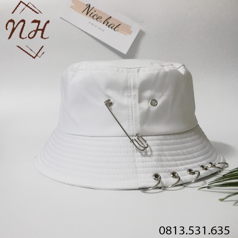 Mũ bucket hat xỏ khuyên cá tính nam nữ đội - ẢNH THẬT - Nón bucket M06