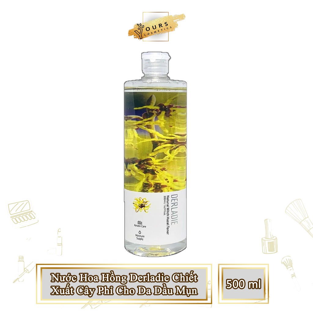 [Phân Phối Chính Thức] Nước Hoa Hồng Derladie Chiết Xuất Cây Phỉ Dành Cho Da Dầu Mụn Natural Witch Hazel Toner 500ml