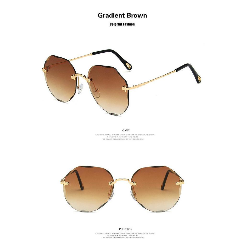 Kính mát gọng tròn màu gradient phong cách retro thời trang cho nữ