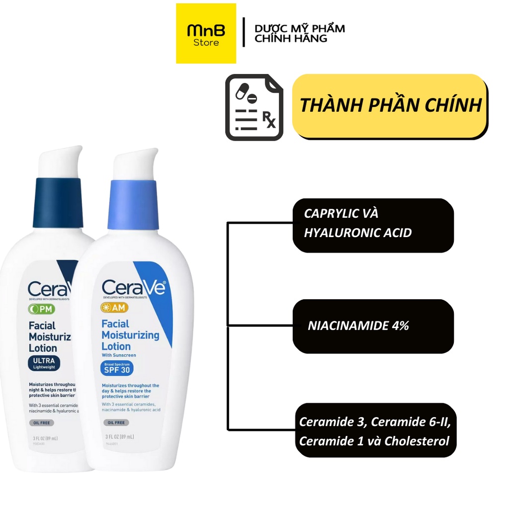 Kem dưỡng ẩm Cerave PM Facial Moisturizing Cream ban đem cho da dầu 89ml