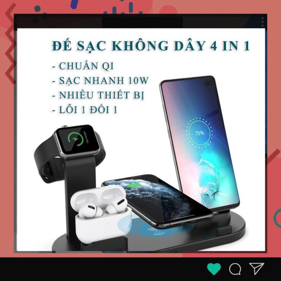 Đế sạc ko dây 10w đa năng 4 IN 1 cho iphone samsung YM-U45 hiroxishop