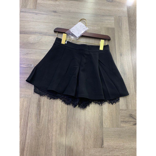 Chân váy ngắn lưng cao phối ren, Chân váy nữ viền ren chất tuyết mưa SUNA FASHION CV015