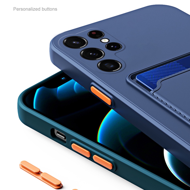 Ốp Điện Thoại Silicone Mềm Màu Kẹo Chống Sốc Có Ngăn Đựng Thẻ Cho Samsung galaxy A73 / A33 / A53 5G / M53 / A13 4G / A54