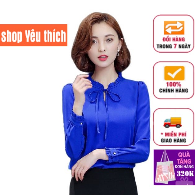 Áo sơ mi nữ tay dài, áo sơ mi công sở cổ bèo kiểu hàn quốc vải mềm mịn, TA131-thuOBAMA