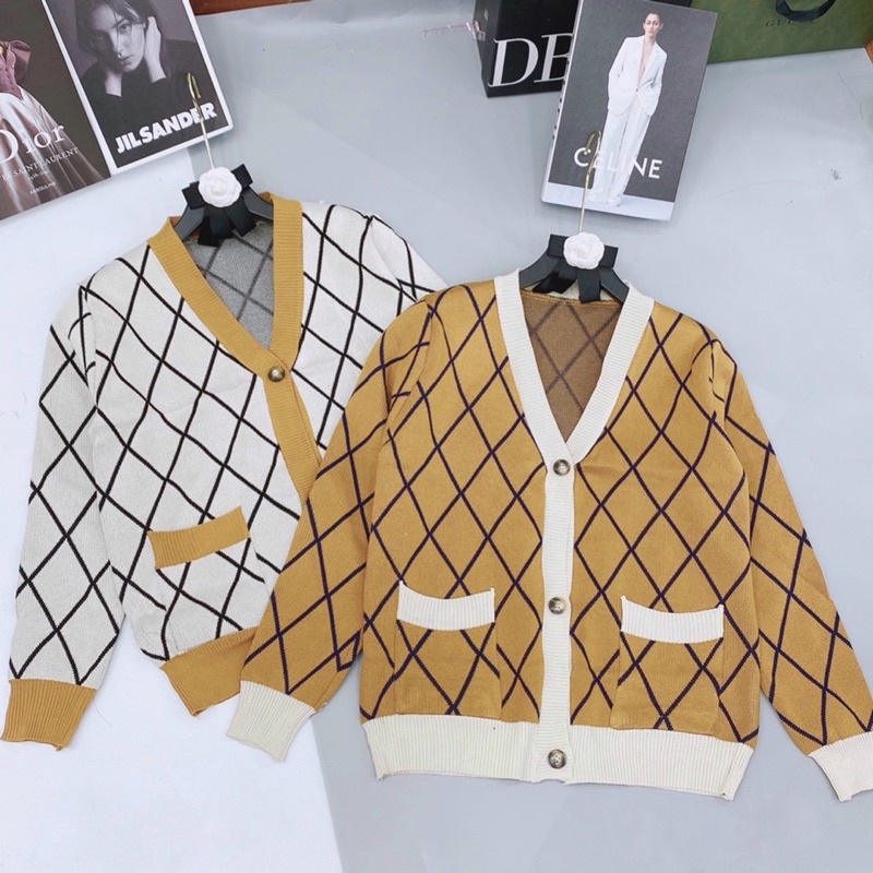 Áo Cadigan/khoác len trám khuy gài có túi tay dài hàng QC | BigBuy360 - bigbuy360.vn