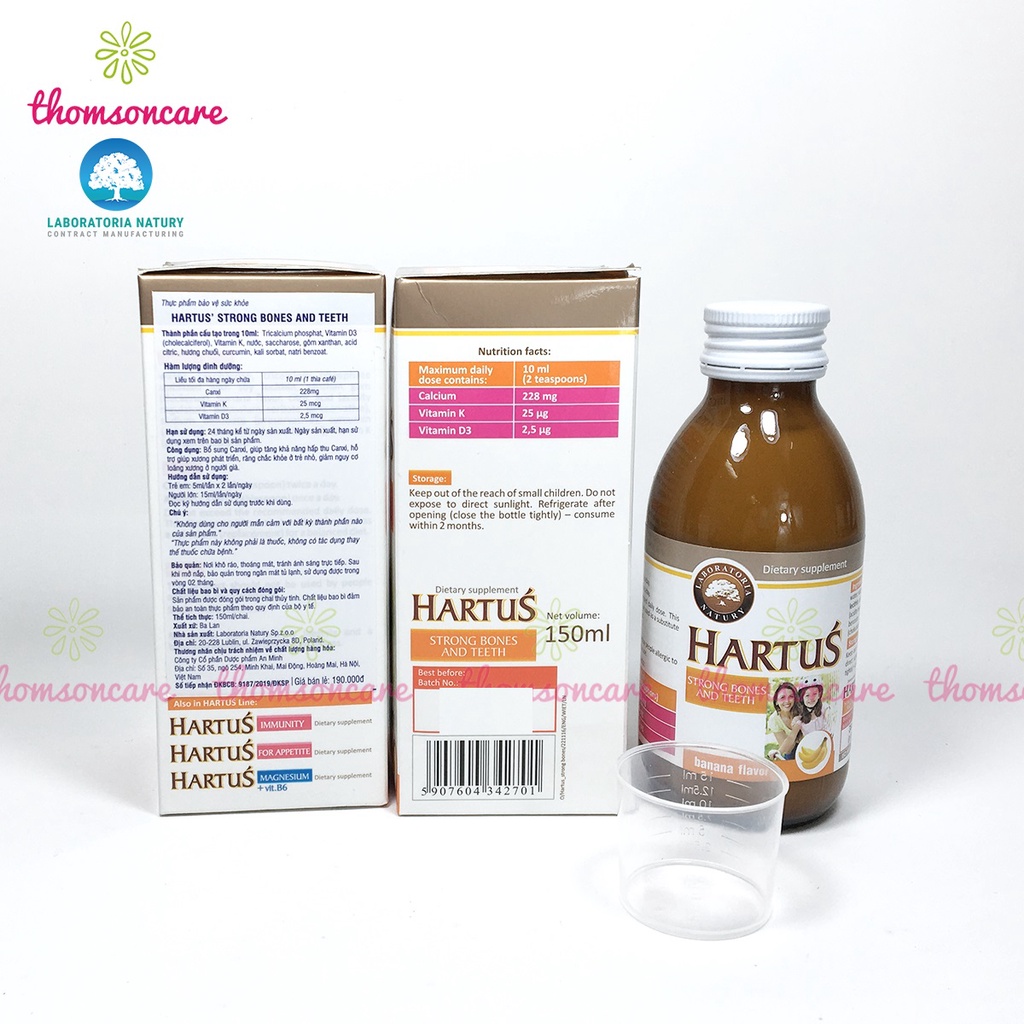 Canxi Hartus và Fitobimbi D3 k2 bổ sung calci và vitamin D3 cho bé từ sơ sinh, giảm còi xương, tăng chiều cao