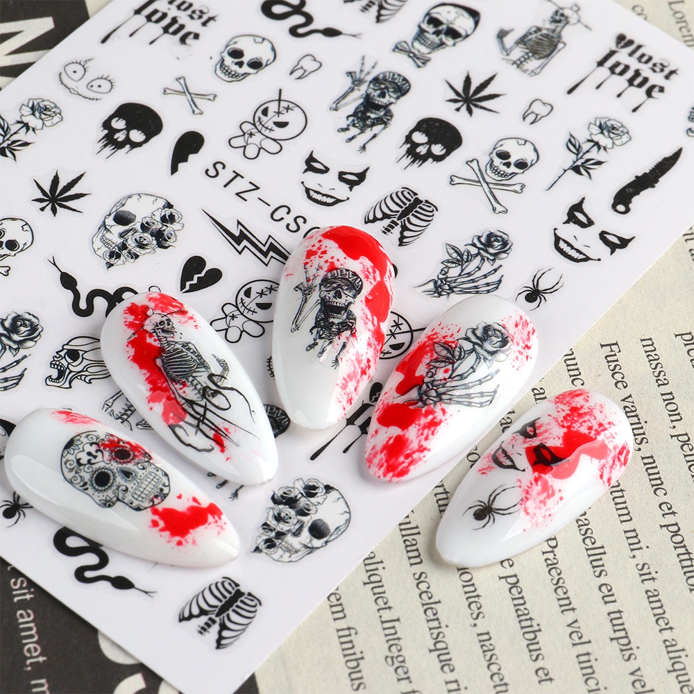 Đề Can 5D Chống Nước Tự Dính Họa Tiết Halloween Dễ Thương Trang Trí Móng Tay
