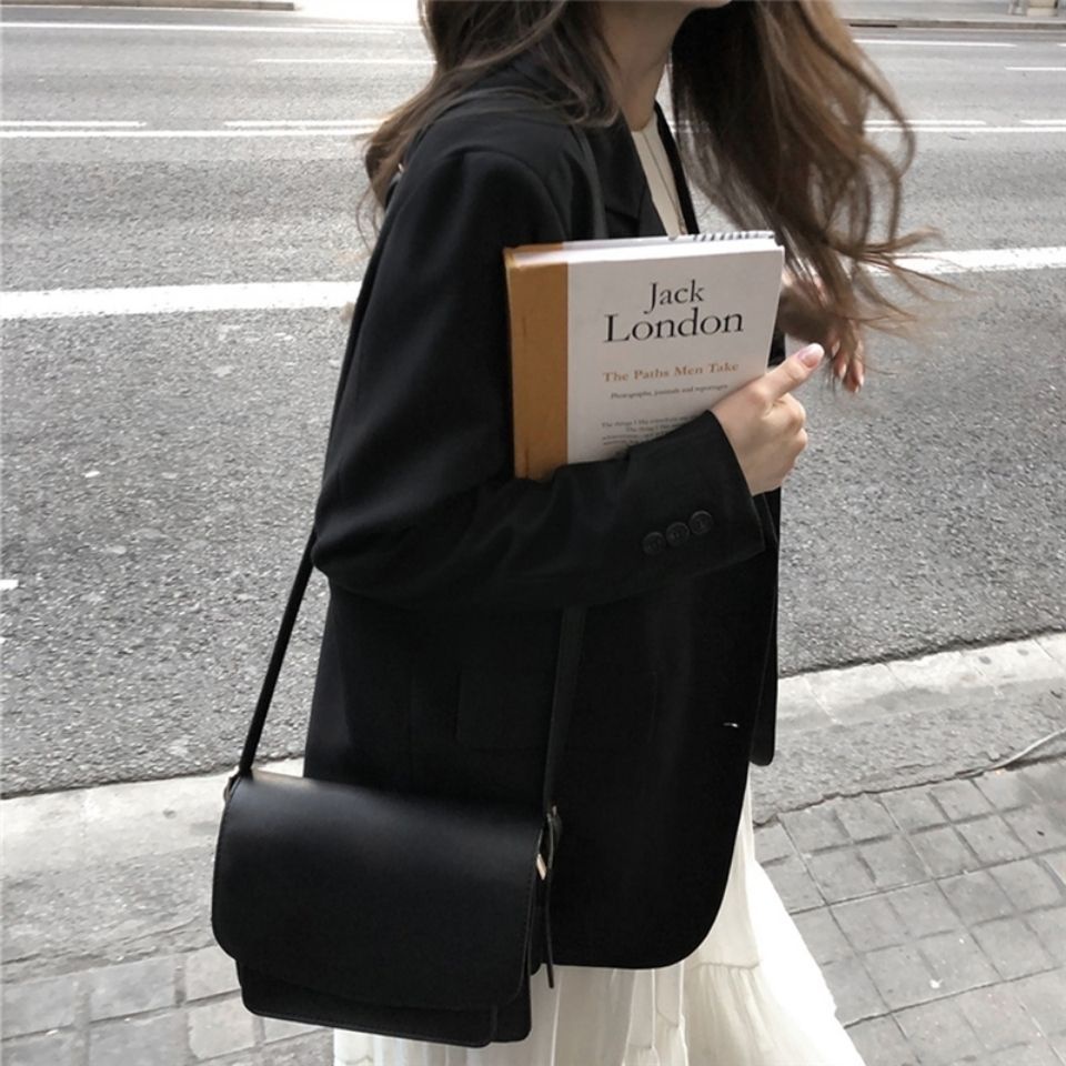 [M &amp; E] Áo Khoác Vest Ngắn Dáng Rộng Màu Đen Phong Cách Retro Đường Phố Anh Quốc Mùa Xuân Dành Cho Bạn Nữ