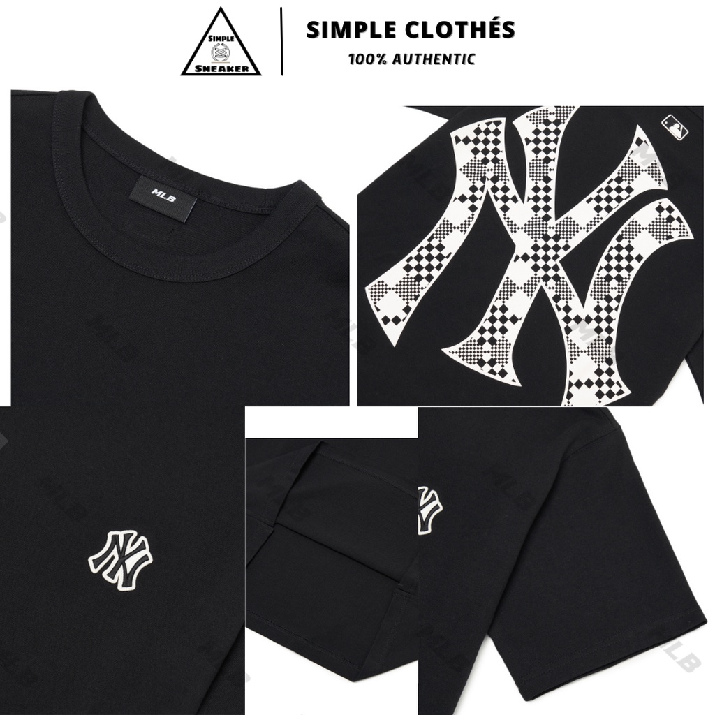 ÁO THUN MLB CHECKERBOARD BACK LOGO 🔥CHÍNH HÃNG🔥T-shirt Màu Đen Tay Ngắn MLB  - SIMPLE SNEAKER