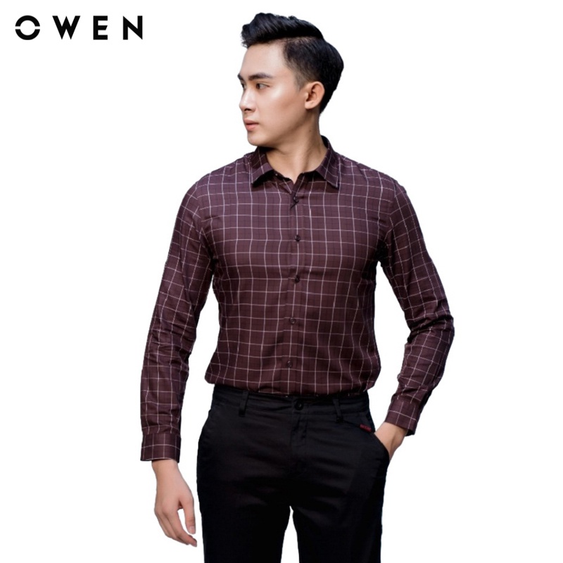 Áo sơ mi Dài tay Owen Bamboo Slim Fit màu Nâu - AS61012D