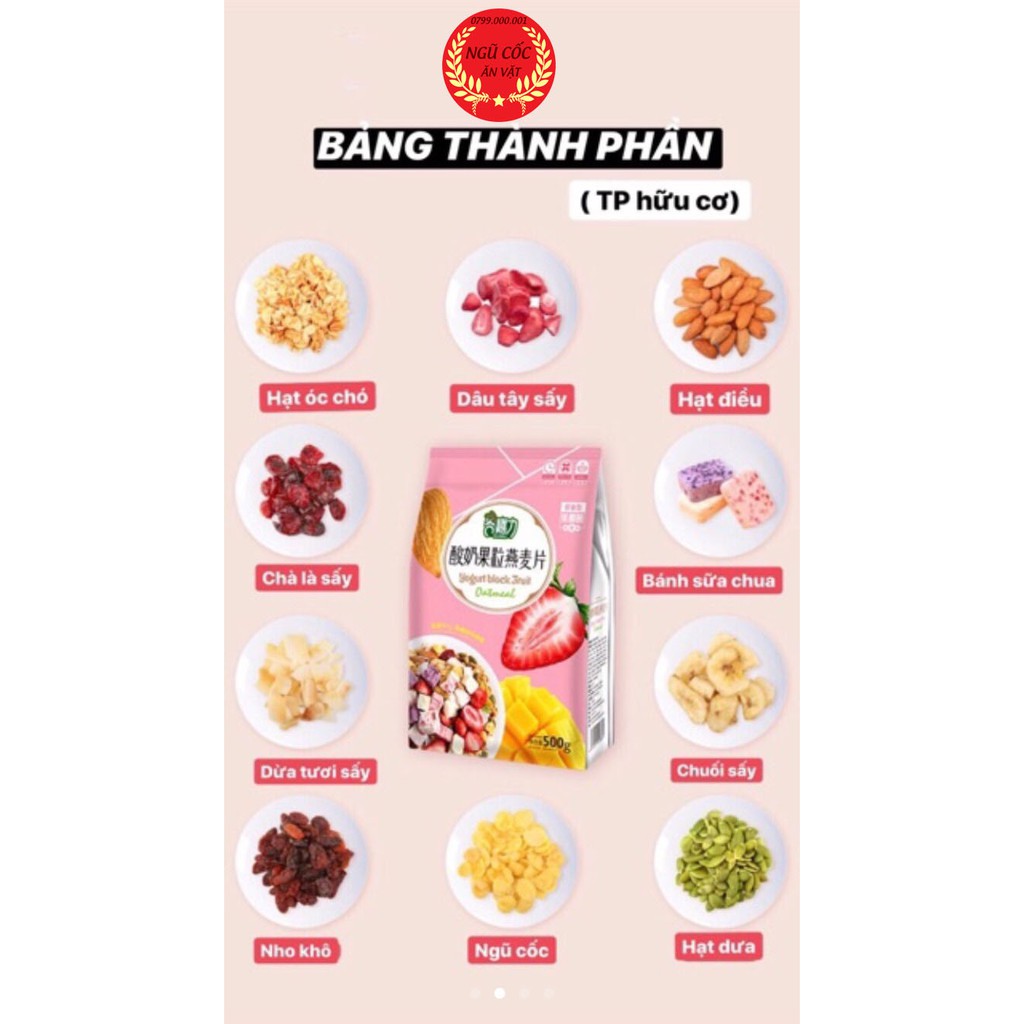 XẢ KHO Ngũ Cốc Sữa Chua Mix Hoa Quả - Túi 500g Siêu Ngon nhiều Dinh Dưỡng