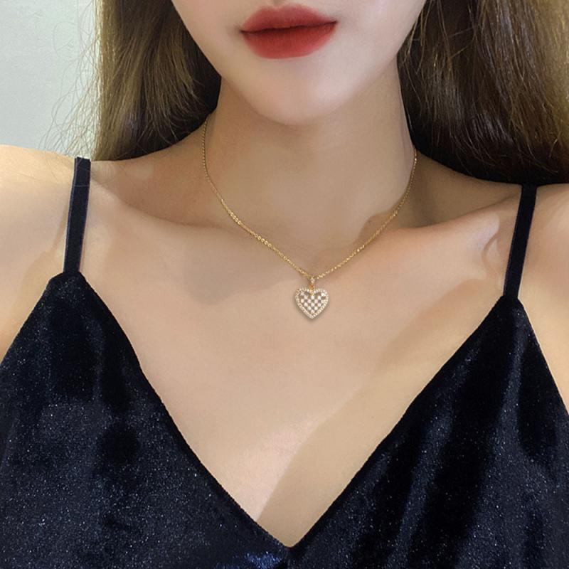 XiaoboACC Vòng cổ từ thép titan mặt hình trái tim sang trọng thời trang