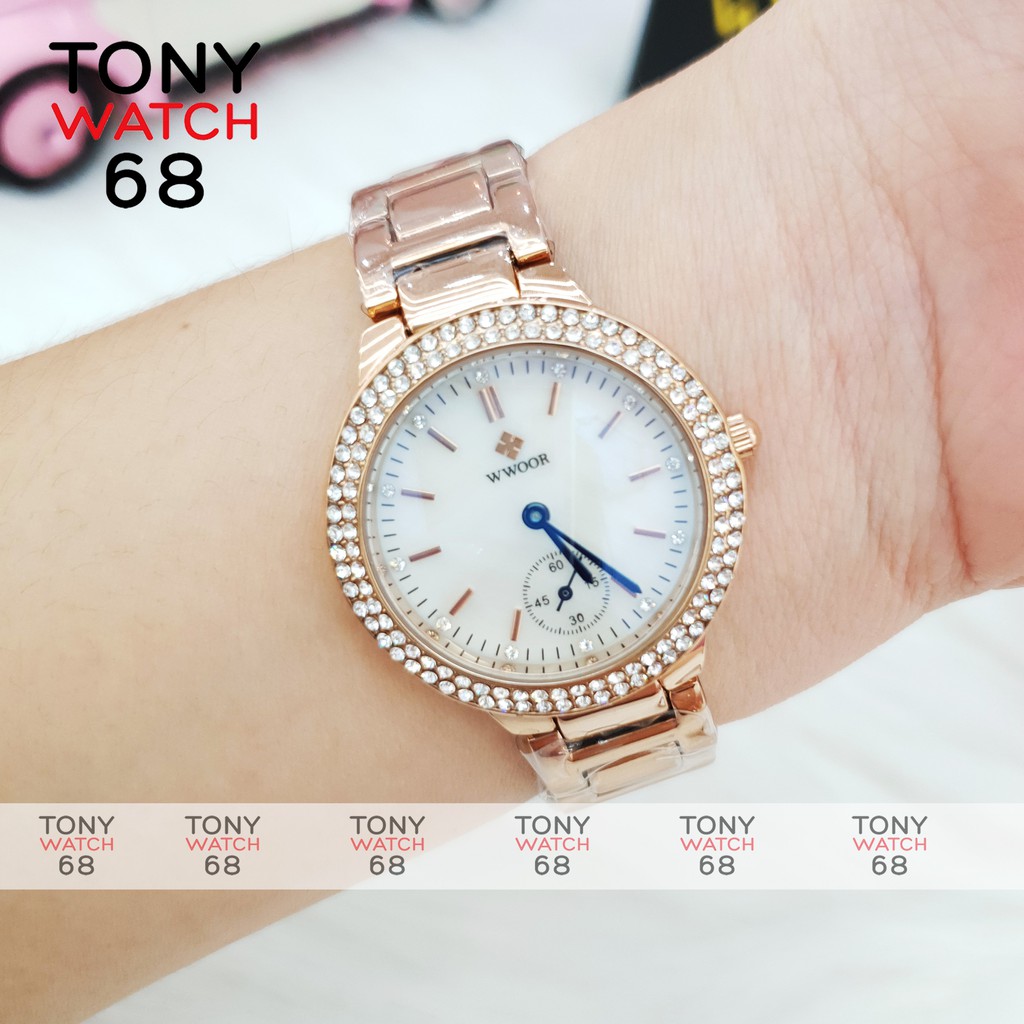 Đồng hồ nữ chính hãng Wwoor đeo tay dây kim loại chống nước tuyệt đối Tony Watch 68