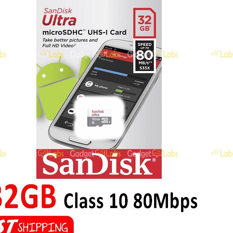 Thẻ Nhớ Sandisk 32gb 10 80mb / S Micro Sd Dung Lượng 10 32gb