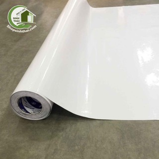 Giấy dán tường màu trắng bóng, khổ 1,2m có sẵn keo