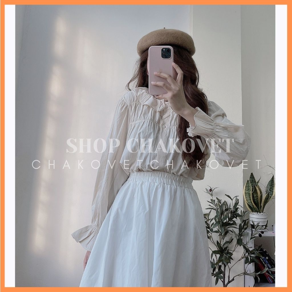 Áo babydoll nữ cổ bèo tay bo chun CKA893, kiểu áo nữ dài tay nhún ngực cổ tròn dáng tiểu thư mặc đẹp sang chảnh cá tính | BigBuy360 - bigbuy360.vn