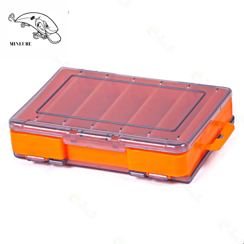 Hộp đựng mồi câu lure 2 mặt phụ kiện câu cá mini nhựa cứng cáp chốt khóa nắp hộp chắc chắn