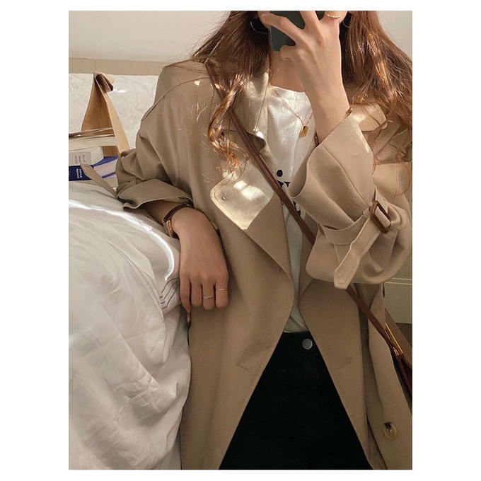 Áo khoác măng tô trench coat dáng dài phong cách Hàn Quốc